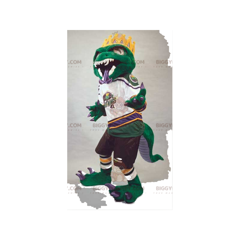 Traje de mascote BIGGYMONKEY™ Lagarto Agressivo com Coroa Traje de mascote BIGGYMONKEY™ Lagarto Agressivo com Coroa