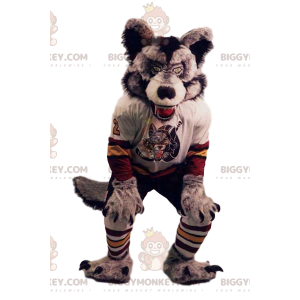 BIGGYMONKEY™ Maskottchen-Kostüm Fierce Wolf Supporter Jersey -