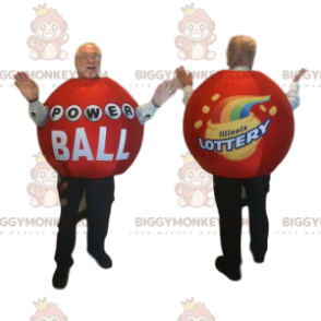 Rød lotteribold BIGGYMONKEY™ maskotkostume. Lotteri bold