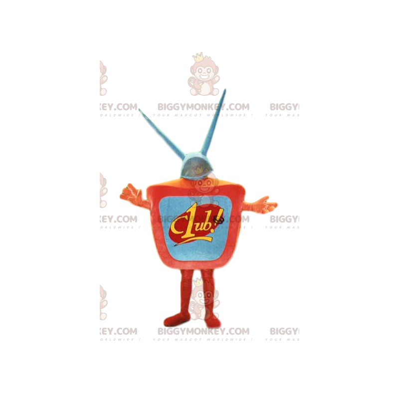 Kostým maskota s oranžovou anténou BIGGYMONKEY™. televizní Kostým maskota s oranžovou anténou BIGGYMONKEY™. televizní