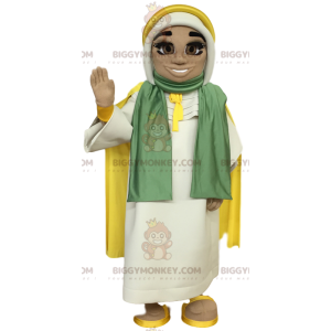 BIGGYMONKEY™ Tuareg-maskotdräkt för kvinna med vackert vitt tyg