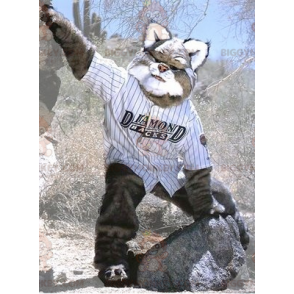 Giant Hairy Gray and White Lynx Mascot Costume BIGGYMONKEY™ -