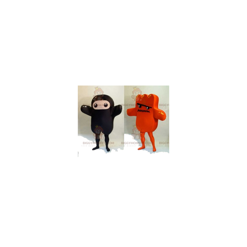 2 BIGGYMONKEY's mascotte van grappige zwart-oranje karakters - 2 BIGGYMONKEY's mascotte van grappige zwart-oranje karakters -