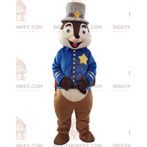 BIGGYMONKEY™ Maskottchenkostüm Eichhörnchen im Sheriff-Outfit.