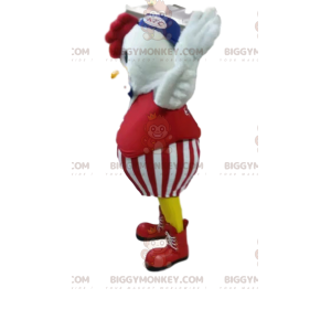 Chicken BIGGYMONKEY™ Mascot Costume in Red Suit. chicken