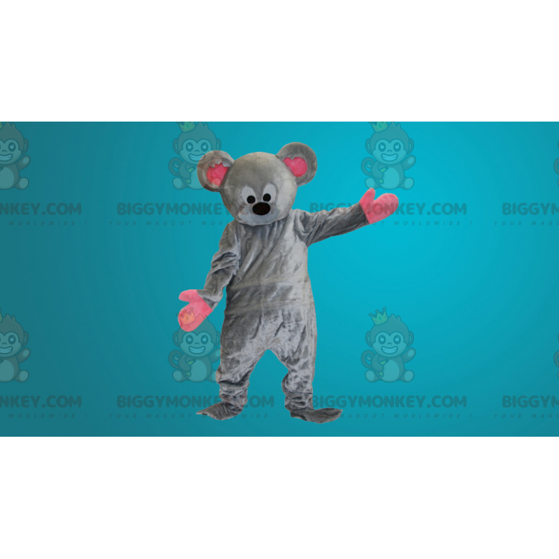 Costume de mascotte BIGGYMONKEY™ de souris grise et rose - Costume de mascotte BIGGYMONKEY™ de souris grise et rose -