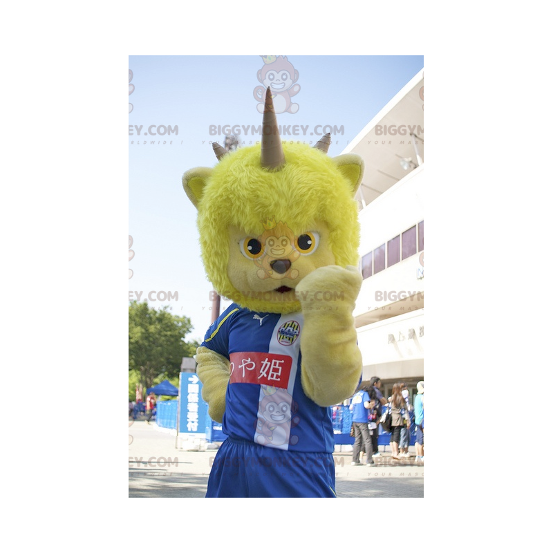 Στολή μασκότ Fantastic Creature Yellow Bear BIGGYMONKEY™ με κέρατα - Μασκότ αρκούδας - BIGGYMONKEY_01457 - BiggyMonkey.com