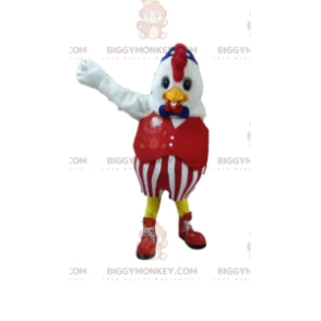 Chicken BIGGYMONKEY™ Mascot Costume in Red Suit. chicken