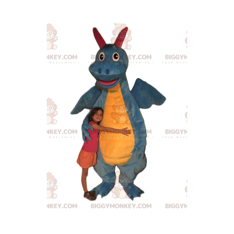 Blue and Yellow Dragon BIGGYMONKEY™ Mascot Costume. dragon Blue and Yellow Dragon BIGGYMONKEY™ Mascot Costume. dragon