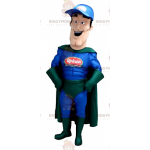 BIGGYMONKEY™ Μασκότ Κοστούμι Μπλε και Πράσινη Στολή Superhero - Μασκότ υπερήρωα - BIGGYMONKEY_01458 - BiggyMonkey.com