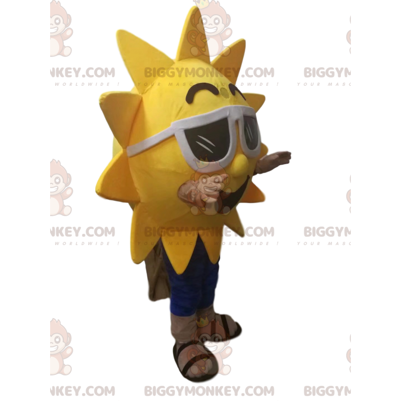 Costume de mascotte BIGGYMONKEY™ de soleil avec des...lunettes Costume de mascotte BIGGYMONKEY™ de soleil avec des...lunettes