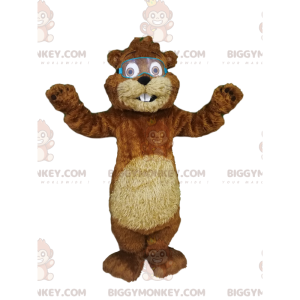 Beaver BIGGYMONKEY™ Mascot Costume with Goggles. -