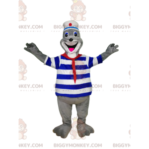 BIGGYMONKEY™ costume mascotte di foca entusiasta in abito da