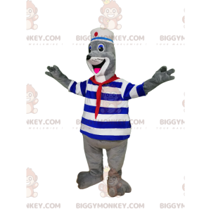 BIGGYMONKEY™ mascot costume of enthusiastic seal in sailor