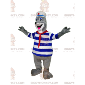 BIGGYMONKEY™ mascot costume of enthusiastic seal in sailor