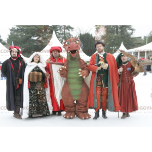 Traje de mascote gigante e impressionante de dinossauro laranja