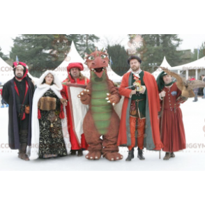 Traje de mascote gigante e impressionante de dinossauro laranja