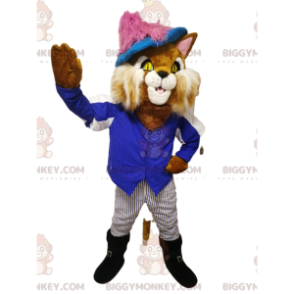 Kostým maskota BIGGYMONKEY™ Puss in Boots s pěknou modrou košilí. - Maskoti slavní lidé - BIGGYMONKEY_012680 - BiggyMonkey.com