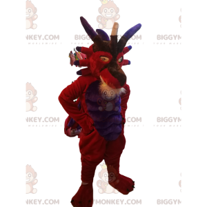 Red and Purple Devil BIGGYMONKEY™ Mascot Costume. devil costume