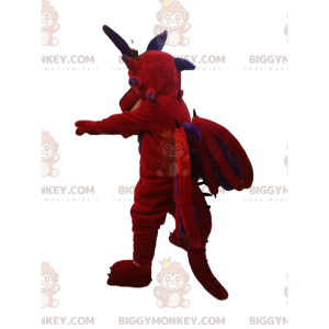 Traje da mascote do diabo vermelho e roxo BIGGYMONKEY™.