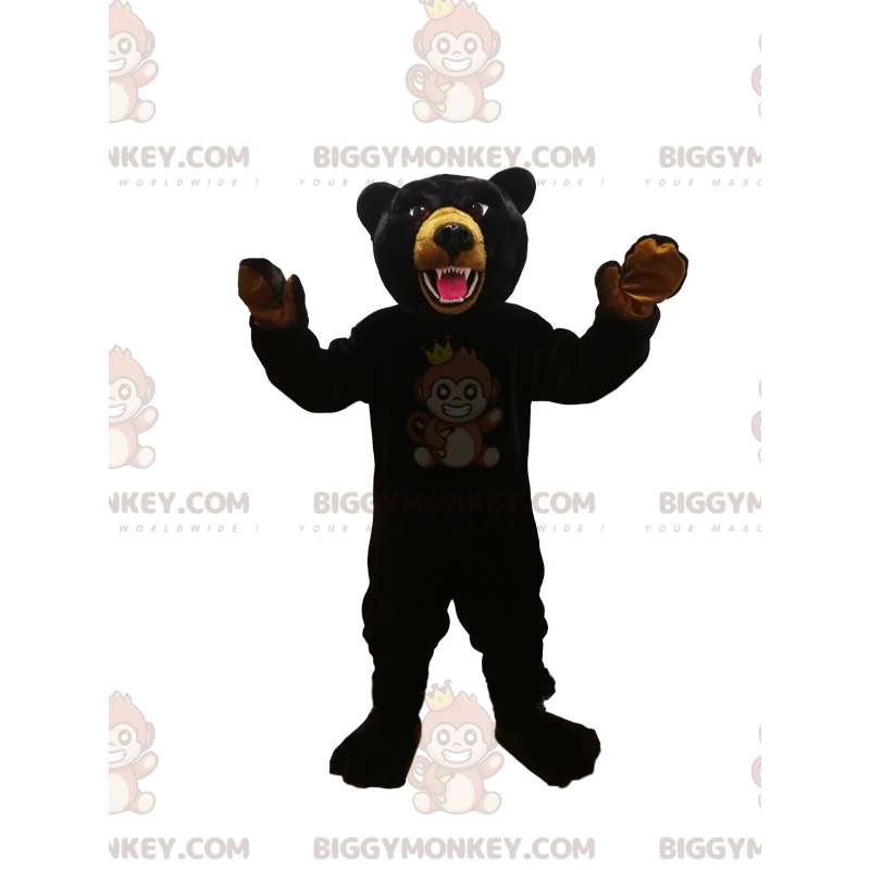 Fierce Black Bear BIGGYMONKEY™ maskotkostume. sort bjørn Fierce Black Bear BIGGYMONKEY™ maskotkostume. sort bjørn