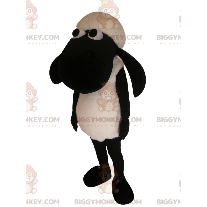 Disfraz de mascota de oveja blanca y negra BIGGYMONKEY™. Disfraz de mascota de oveja blanca y negra BIGGYMONKEY™.