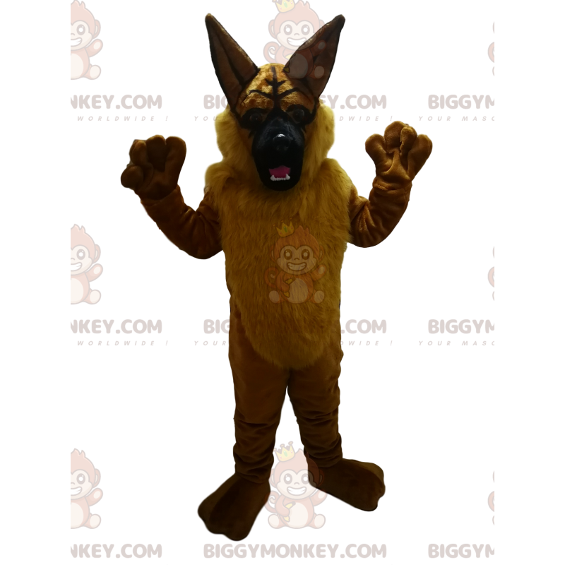 Traje de mascote marrom de pastor alemão BIGGYMONKEY™. fantasia Traje de mascote marrom de pastor alemão BIGGYMONKEY™. fantasia