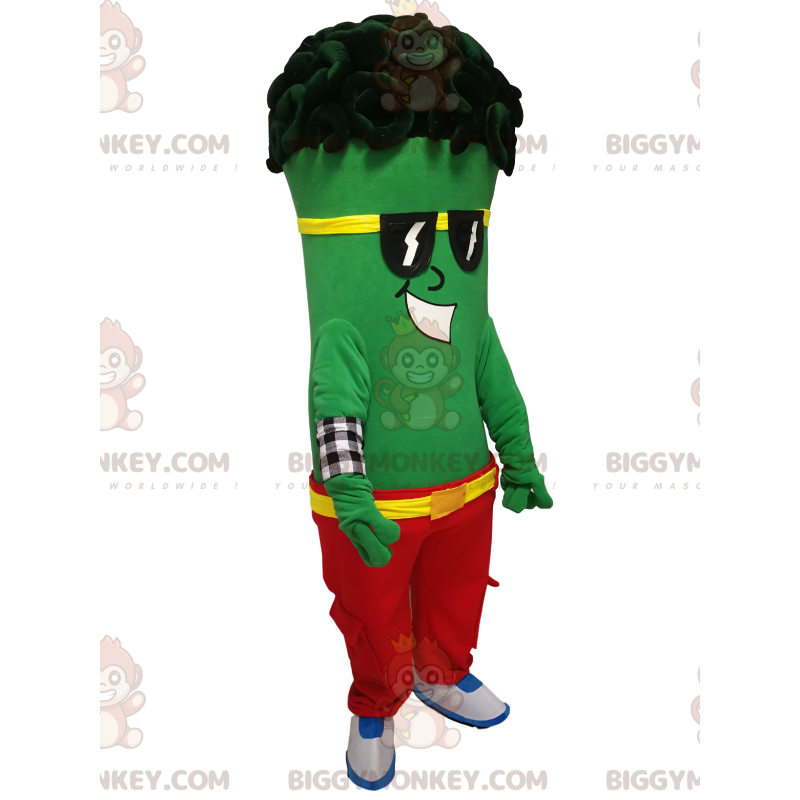 Green Character BIGGYMONKEY™ Mascot Costume with Rastas -