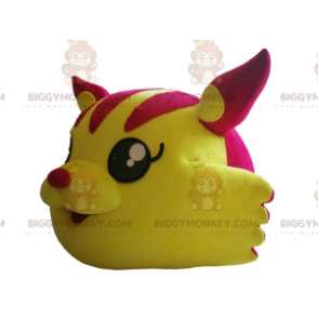 BIGGYMONKEY™ mascot costume of fushia and yellow cat head. -