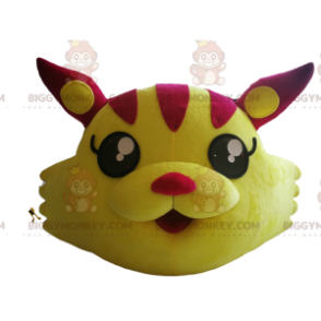 Kostým maskota BIGGYMONKEY™ fushia a žluté kočičí hlavy. –