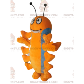 Oranje en blauwe duizendpoot BIGGYMONKEY™ mascottekostuum. -