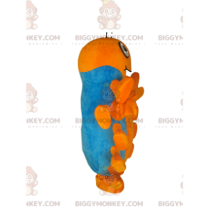 Oranje en blauwe duizendpoot BIGGYMONKEY™ mascottekostuum. -