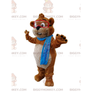 BIGGYMONKEY™ Costume da mascotte castoro marrone e bianco con