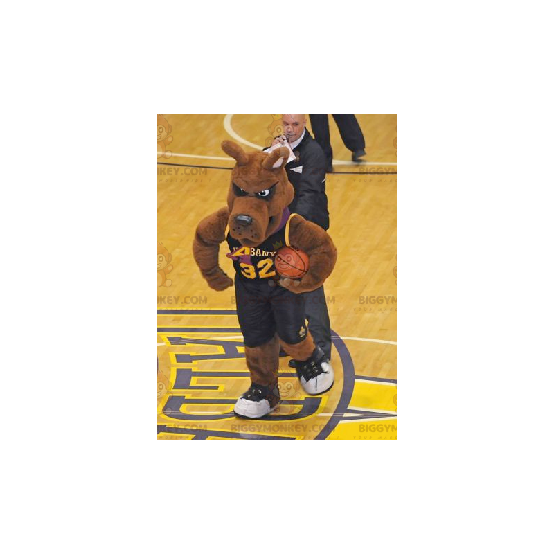 BIGGYMONKEY™ mascottekostuum bruine hond in basketbaloutfit -