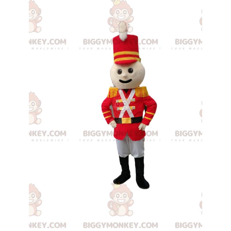 BIGGYMONKEY™ costume da mascotte di soldato in abito rosso. BIGGYMONKEY™ costume da mascotte di soldato in abito rosso.