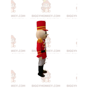 Traje de mascote BIGGYMONKEY™ de soldado com roupa vermelha.