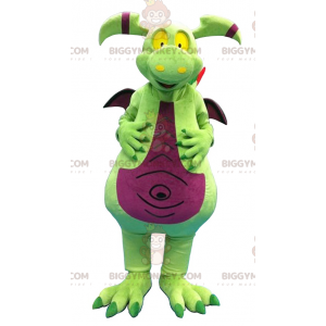 Costume da mascotte drago verde e viola BIGGYMONKEY™ -