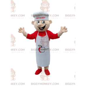 Kostým maskota šéfkuchaře BIGGYMONKEY™ s bílou zástěrou a
