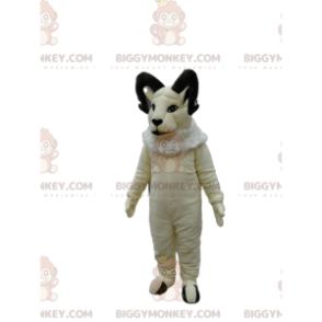 Majestueuze witte geit BIGGYMONKEY™ mascottekostuum. ram