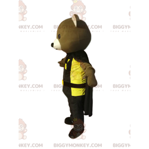 Στολή μασκότ BIGGYMONKEY™ με μαύρη κάπα και κίτρινο μπλουζάκι -
