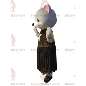 BIGGYMONKEY™ mascot costume of gray chick with yellow and black
