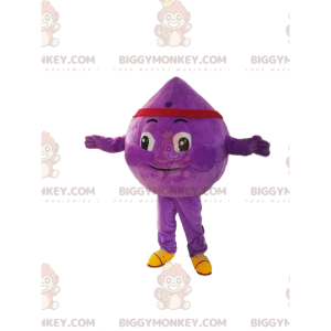 BIGGYMONKEY™ costume da mascotte di goccia viola con una fascia