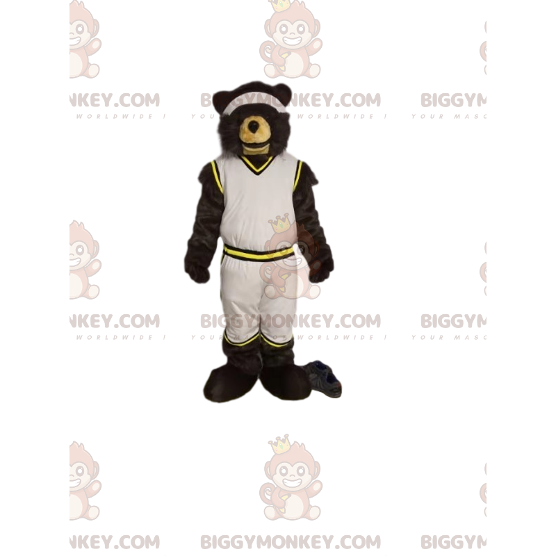 Disfraz de mascota Bear BIGGYMONKEY™ en ropa deportiva blanca. Disfraz de mascota Bear BIGGYMONKEY™ en ropa deportiva blanca.