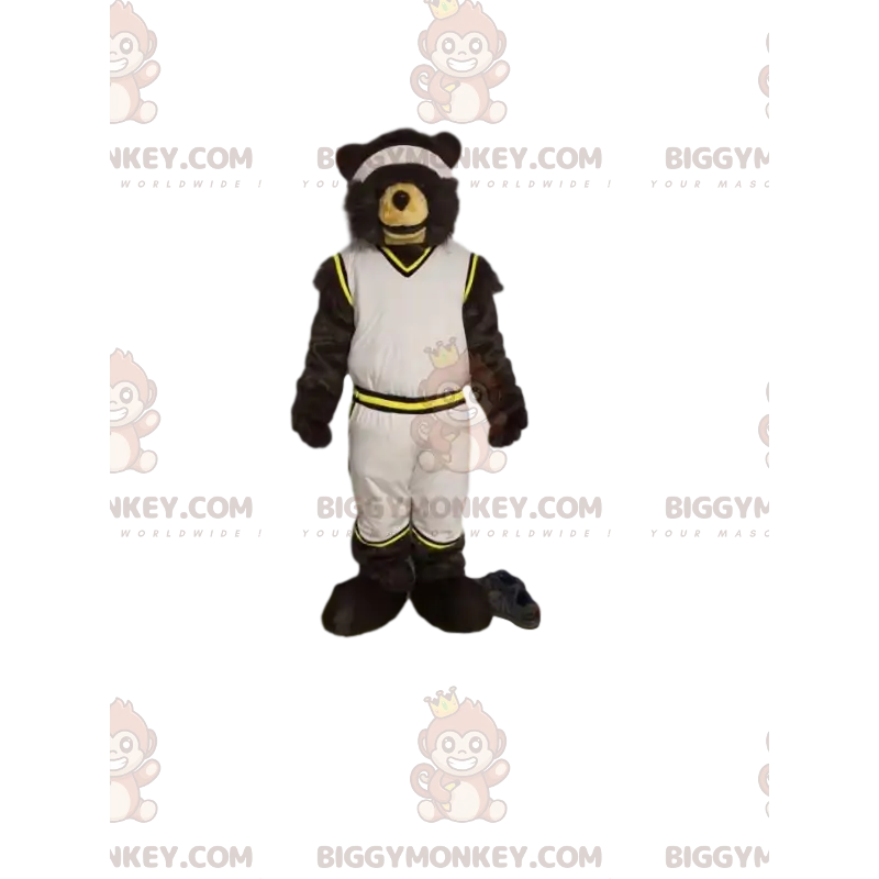 Karhun BIGGYMONKEY™ maskottiasu valkoisessa urheiluasussa. Karhun BIGGYMONKEY™ maskottiasu valkoisessa urheiluasussa.