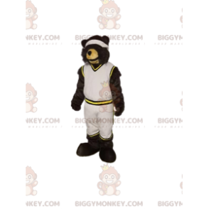 Beer BIGGYMONKEY™ mascottekostuum in witte sportkleding.