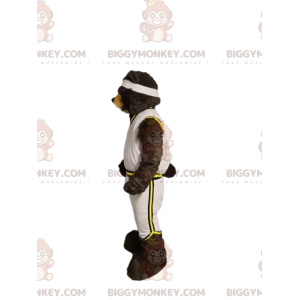 Bjørn BIGGYMONKEY™ maskotkostume i hvidt sportstøj.