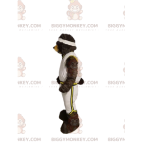 Traje de mascote de urso BIGGYMONKEY™ em roupas esportivas brancas. fantasia de urso - Mascote urso - BiggyMonkey.com