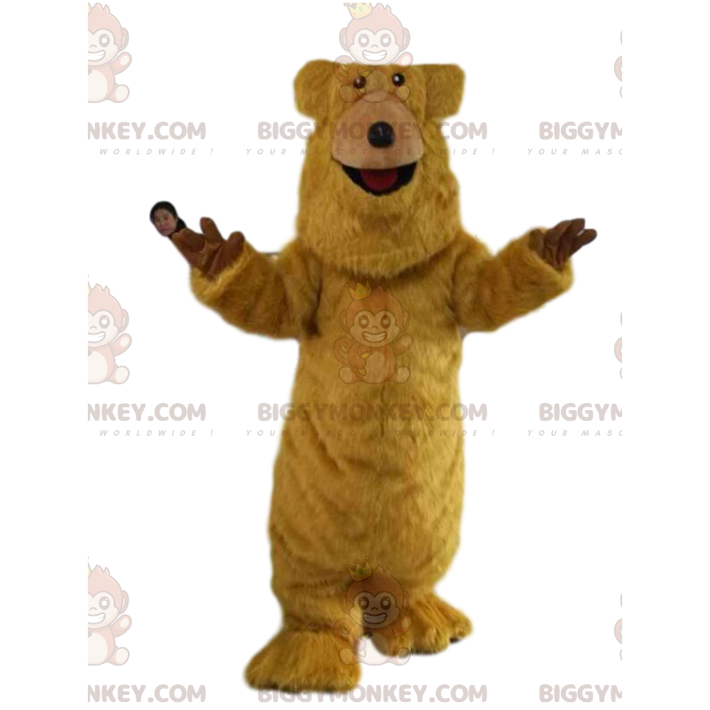 Costume mascotte BIGGYMONKEY™ da orso bruno molto allegro. Costume mascotte BIGGYMONKEY™ da orso bruno molto allegro.