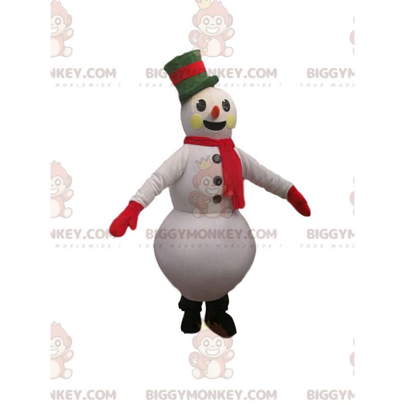 Costume de mascotte BIGGYMONKEY™ de bonhomme de neige avec un Costume de mascotte BIGGYMONKEY™ de bonhomme de neige avec un
