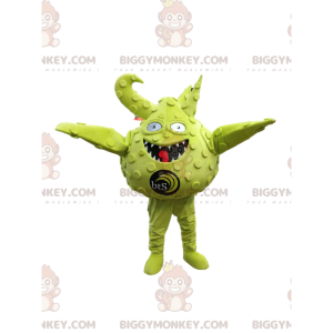Costume de mascotte BIGGYMONKEY™ de petit monstre rond et vert.